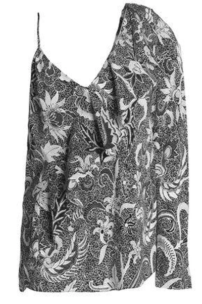 Diane Von Furstenberg Woman Ruffled Printed Silk Blouse Black