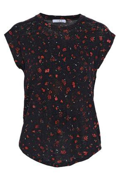 Iro Woman Floral-print Linen T-shirt Black