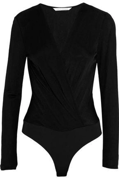 Diane Von Furstenberg Woman Lala Wrap-effect Crepe Bodysuit Black