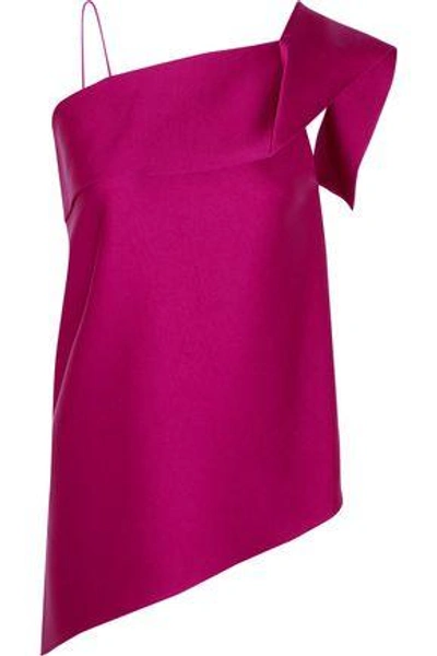 Roland Mouret Woman Iver One-shoulder Asymmetric Satin Top Pink