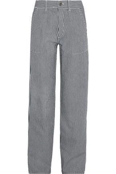 Chloé Striped Cotton Pants In Navy