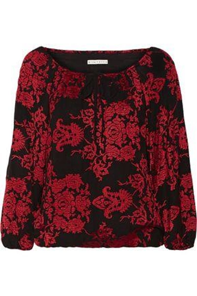 Alice And Olivia Naya Off-the-shoulder Embroidered Cady Top In Red