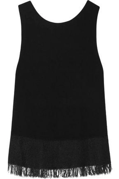 Theory Woman Vendla Fringe-trimmed Knitted Tank Black