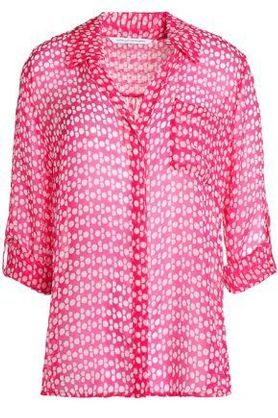 Diane Von Furstenberg Woman Printed Silk-chiffon Shirt Fuchsia