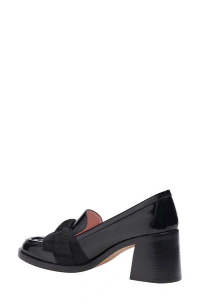 Kate Spade Leandra Patent Bow Heeled Loafers In Black