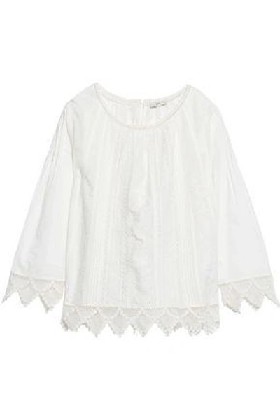 Joie Woman Orla Crochet-trimmed Broderie Anglaise Cotton Top Ivory