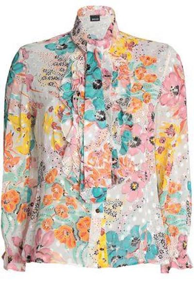 Just Cavalli Woman Ruffled Floral-print Top Off-white