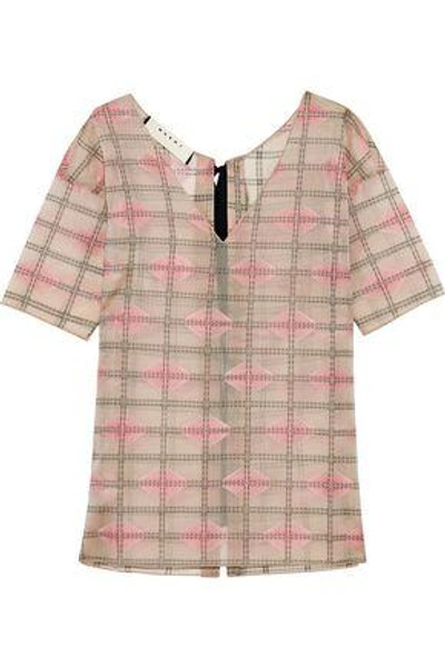 Marni Woman Embroidered Printed Voile Top Pink