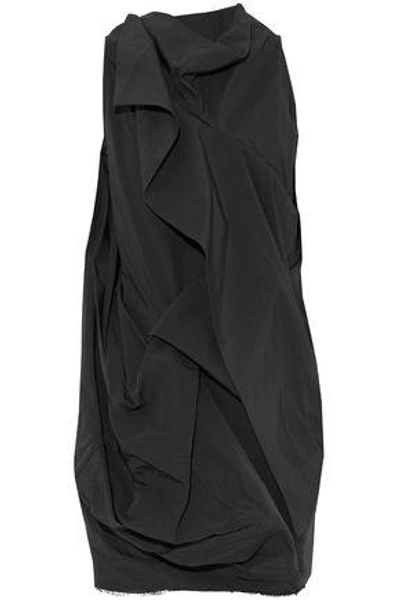 Rick Owens Woman Open-back Gathered Cotton And Silk-blend Faille Top Black