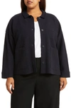 Eileen Fisher Missy Lightweight Boiled Wool Shirt Jacket In Nocturne