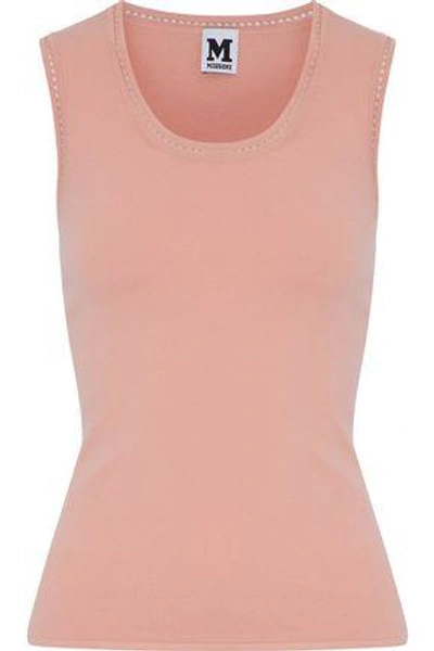 M Missoni Woman Pointelle-trimmed Stretch-knit Top Peach