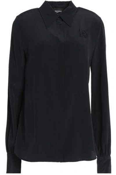 Rochas Woman Appliquéd Silk Crepe De Chine Shirt Black