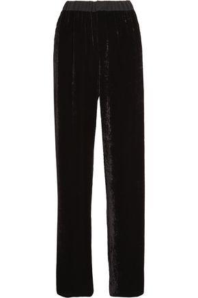 Fendi Chiffon-trimmed Velvet Wide-leg Pants In Black | ModeSens
