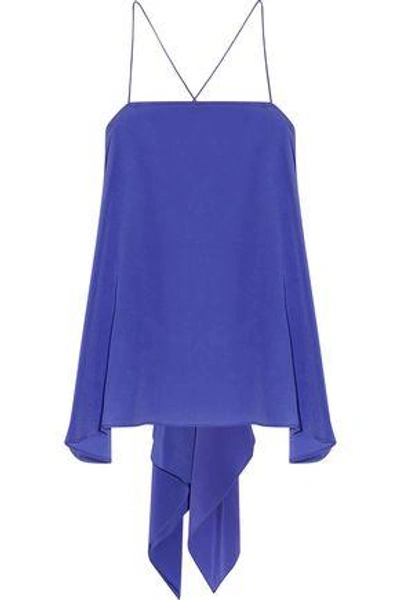 Camilla Woman Asymmetric Silk Crepe De Chine Top Indigo