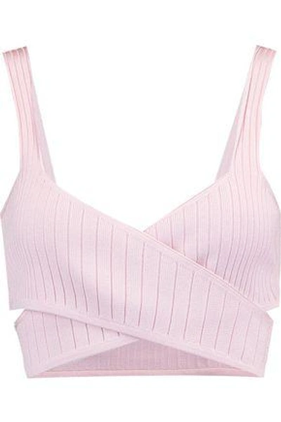 Cushnie Et Ochs Woman Cutout Ribbed-knit Bra Top Baby Pink