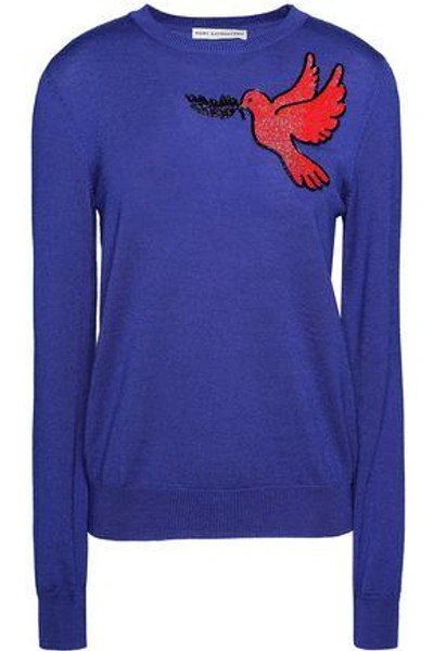 Mary Katrantzou Beaded Wool Sweater In Bright Blue