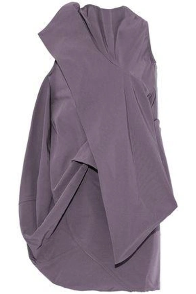 Rick Owens Woman Open-back Gathered Cotton And Silk-blend Faille Top Lilac