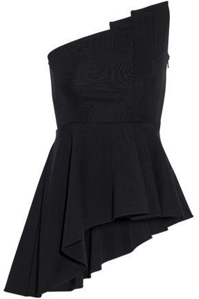 Cushnie Et Ochs Woman Strapless Asymmetric Pleated Cady Top Black | ModeSens