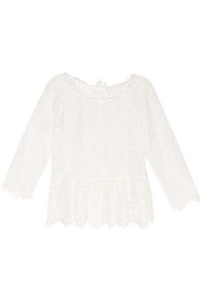Joie Koda Gathered Corded Lace Peplum Top In White