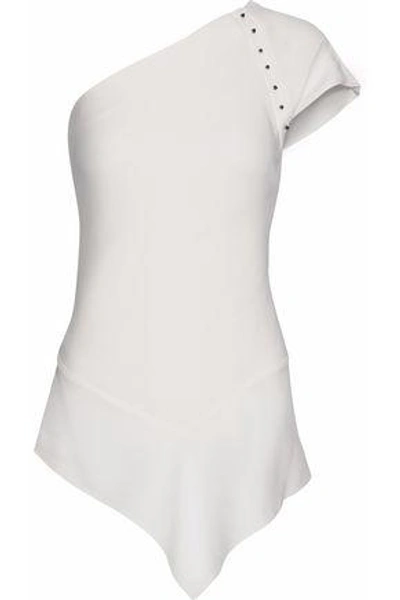 Roland Mouret Woman One-shoulder Asymmetric Studded Crepe Top White