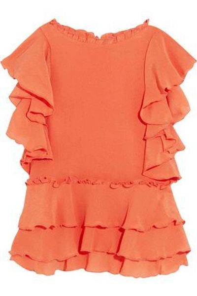 Apiece Apart Woman Hacienda Ruffled Silk-crepon Top Orange