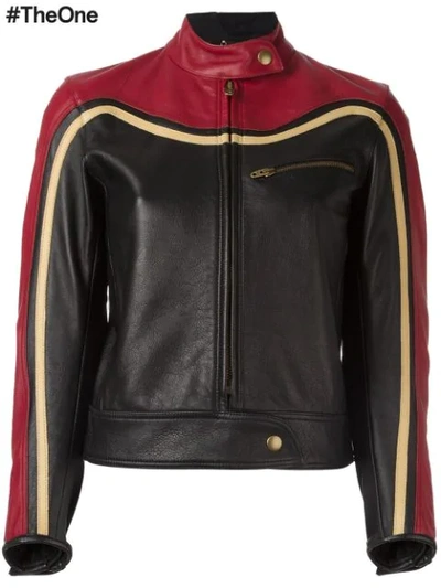 Chloé Paneled Leather Biker Jacket In Red
