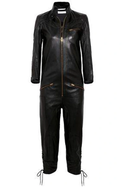 Chloé Woman Leather Jumpsuit Black