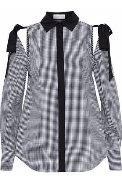 Rebecca Vallance Cold-shoulder Gingham Cotton-poplin Shirt In Black