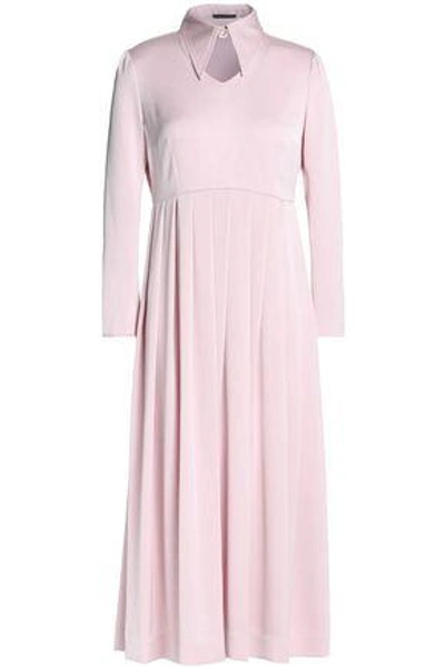 Alexa Chung Woman Cutout Pleated Crepe Midi Dress Pastel Pink