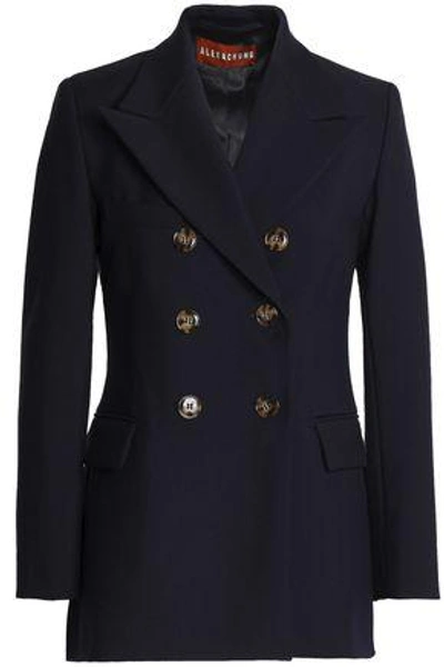 Alexa Chung Woman Double-breasted Wool-twill Jacket Navy