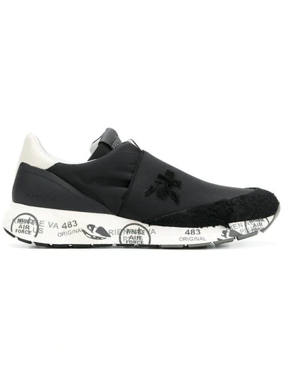White Premiata Printed Sole Slip-on Sneakers In Black