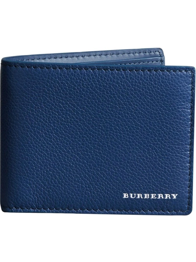 Burberry Grainy Leather Bifold Wallet - Blue | ModeSens