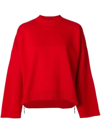 Paco Rabanne Oversized Zipped Sweater In Red