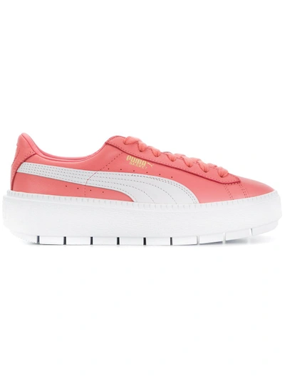 Puma Lace Up Platform Sneakers - Pink