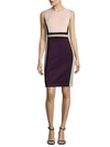 Calvin Klein Colorblock Sleeveless Sheath Dress In Blush Aubergine