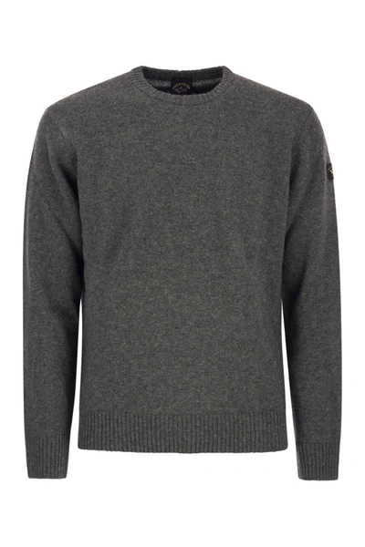 Paul & Shark Wool Crew Neck With Arm Patch In Grey