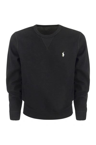 Polo Ralph Lauren Double Knit Crew Neck Sweatshirt In Black