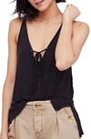 Free People Scarlett Tie-front Hi-lo Tank Top In Black