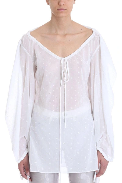Y/project Drawstring Neck Blouse In White