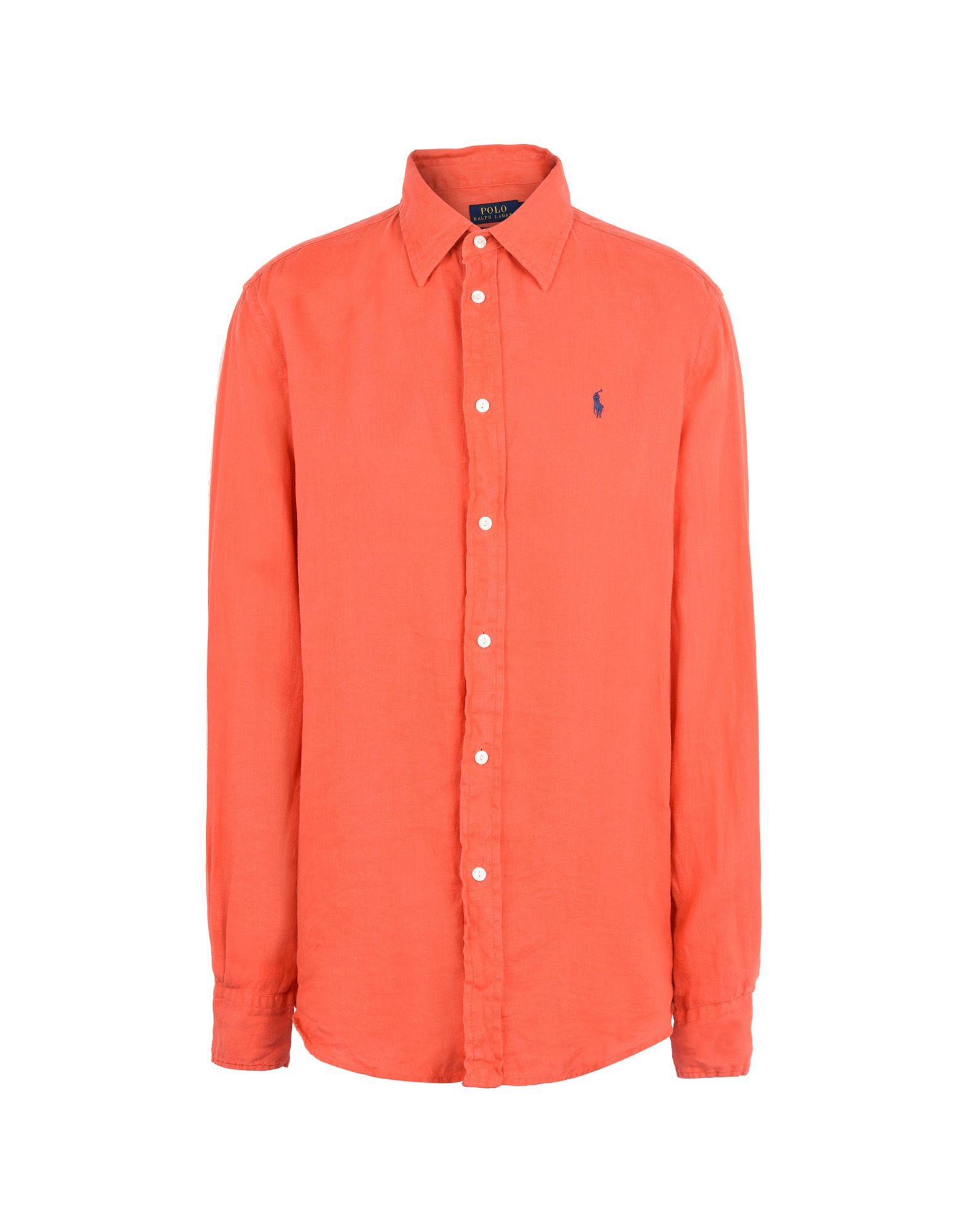 ralph lauren red linen shirt
