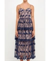 Endless Rose Women's Crochet Layered Midi Dress In Navy