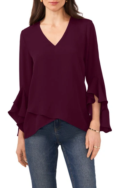 Vince Camuto Plus Size Flutter-sleeve Top In Pickled Beet