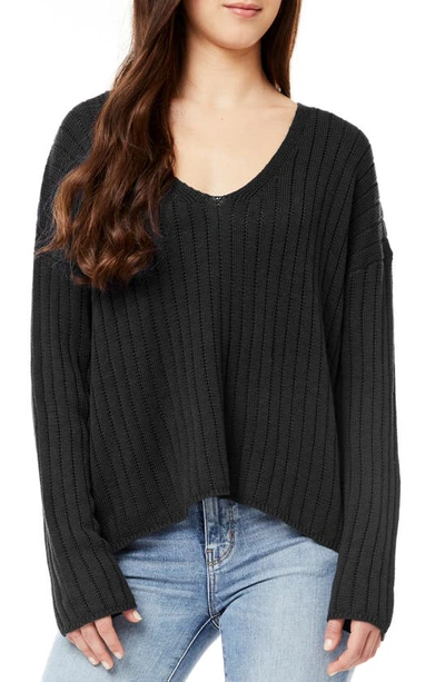 Love By Design Samantha V-neck Knit Blouse In Black