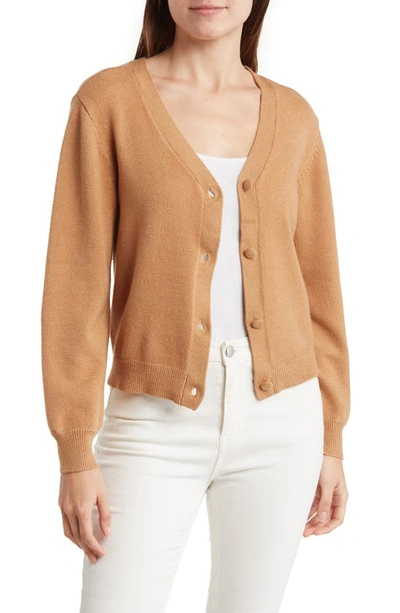 Love By Design Emerson Puff Sleeve Cardigan In Iced Coffee