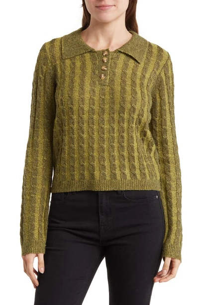 Love By Design Clara Ribbed Sweater In Green Oasis Rifle Green