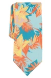 Original Penguin Shoplay Floral Tie In Aqua/ Blue/ Orange