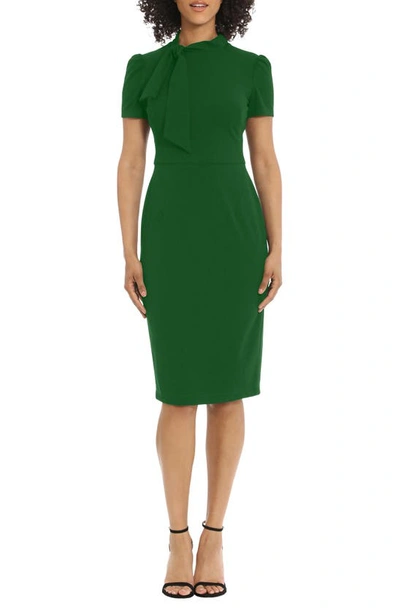 Maggy London Tie Neck Puff Sleeve Scuba Crepe Dress In Formal Garden