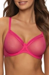 Felina Ethereal Unlined Underwire Bra In Fuchsia Rose