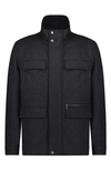Cole Haan Melton Wool Blend Field Coat In Charcoal