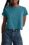 Madewell Lakeshore Softfade Cotton Crop Tee In Coastal Sea